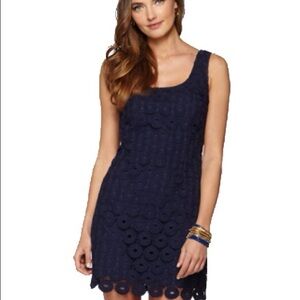 Lilly Pulitzer Lonnie Dress True Navy Blue Oval Lace